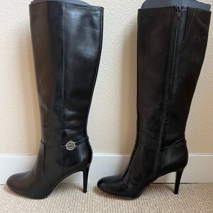 Coach Black Leather Heeled Boots